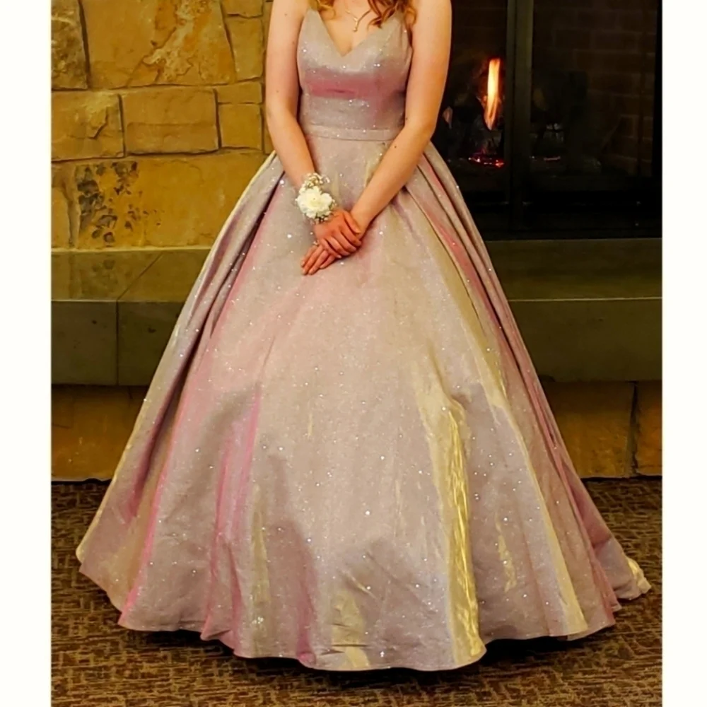 Sherri Hill rose gold iridescent prom dress size 8